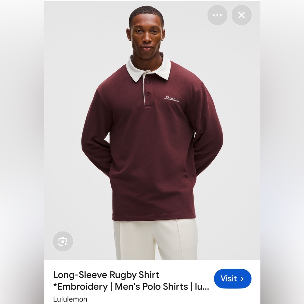 Lululemon Athletica Men's Long-Sleeve Rugby Polo in Deep Burgundy Size L NWT